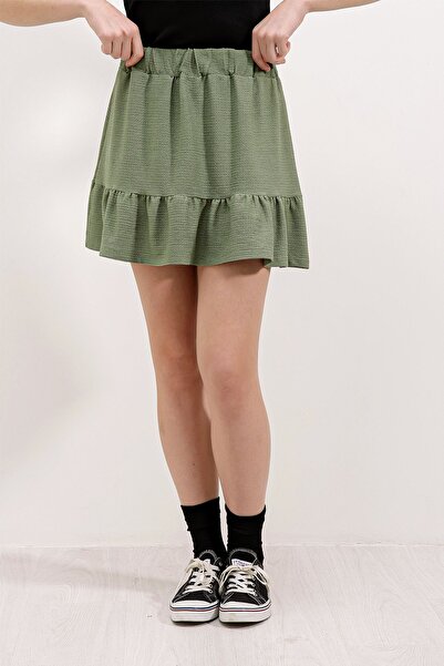 Hiccup Bdart Textured Mini Knitted Skirt with Drawstring Detail