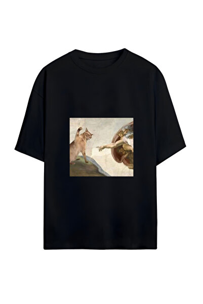 GraffTee تي شيرت قطني كبير الحجم للجنسين من CAT