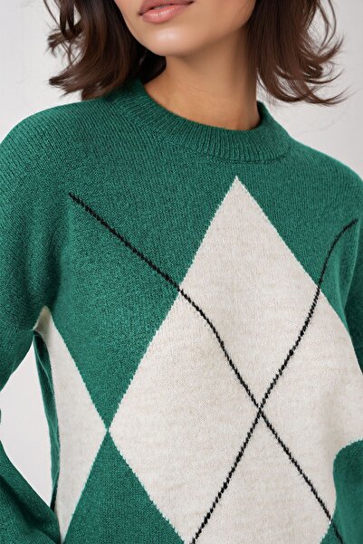 Hiccup Bdart Plus Size Geometric Knitted Sweater