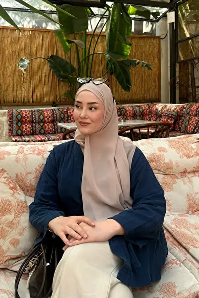 Madame Polo Krep Şifon Şal - Vizon