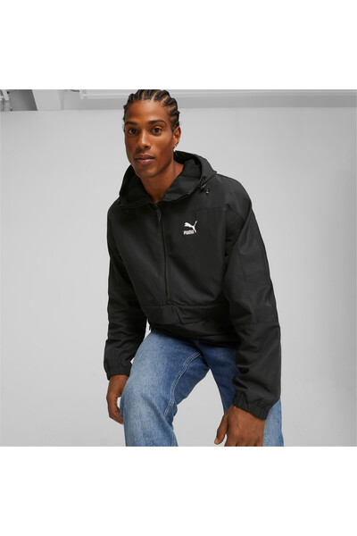 Puma Mens Hooded Windbreaker - Black