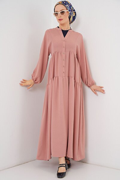 Hiccup Bdart V-Neck Buttoned Relaxed Fit Maxi Dress