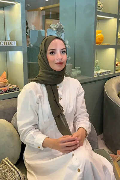 Madame Polo شال شيفون كريب - كاكي
