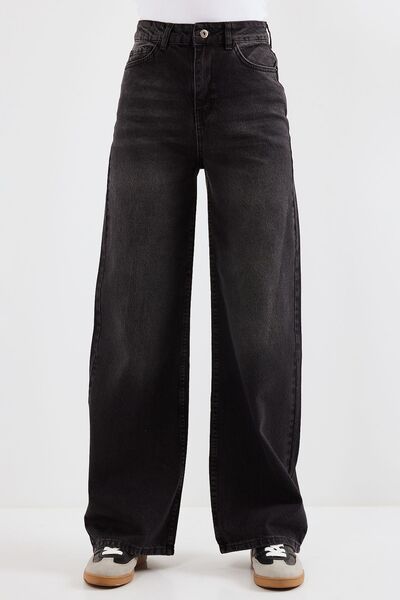 Hiccup Bdart High Waist, Relaxed Fit Wide Leg Jeans