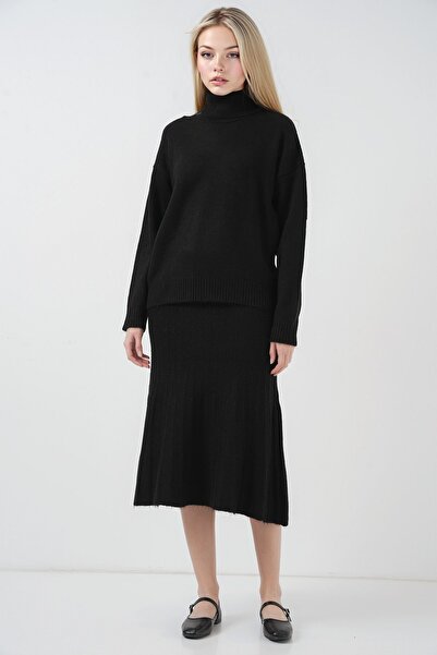 Hiccup Bdart Ribbed High Neck Knitwear Set