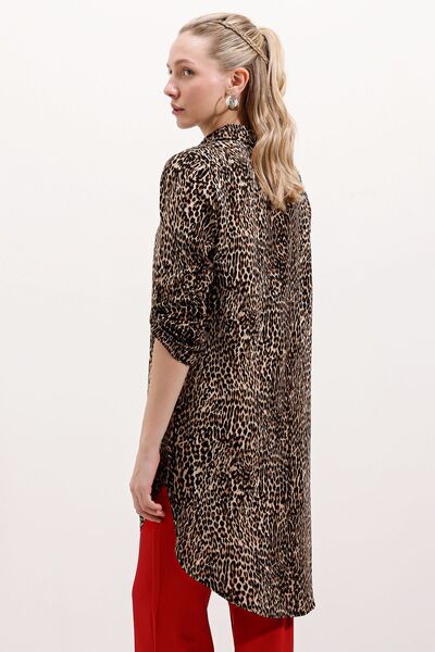 Hiccup BDART Дълга блуза с колан и шарки от креп