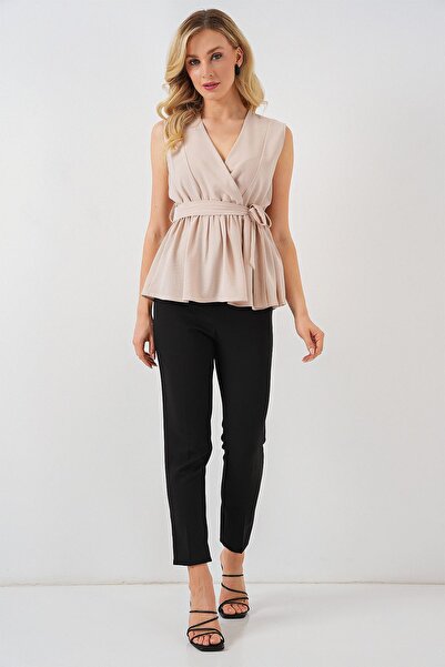 Hiccup Bdart V-Neck Lace-Up Spring Blouse