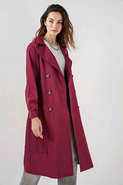 Hiccup BDART Düğmeli İki Yaka Uzun Trençkot