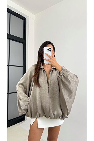 Gaus Açık Yeşil Saten Bomber Ceket GAUS-00118