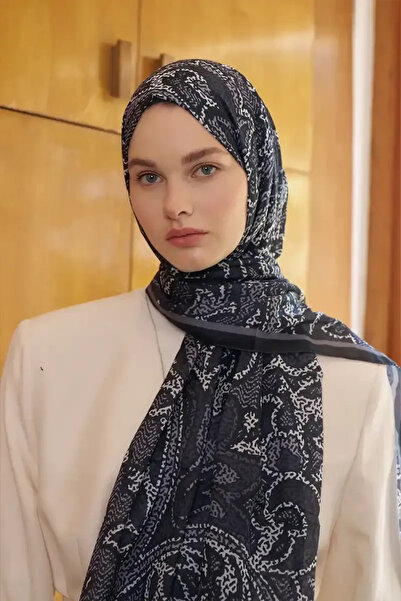 Madame Polo شال بنمط بريز لا ينتهي - أسود