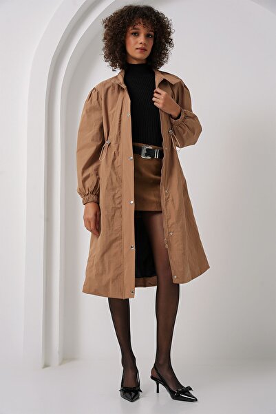 Hiccup Bdart Long Lined Trench Coat, Low Collar