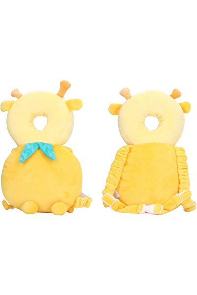 Flippy Backpack Head Protection Pillow — Giraffe Headrest for Babies, 33x6x19 cm, 180 g, Yellow