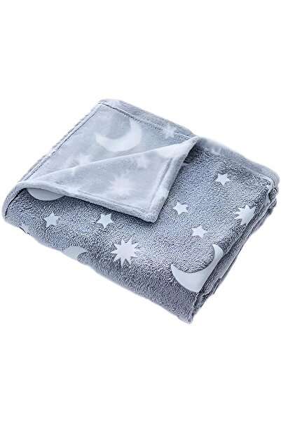Flippy Glow-in-the-Dark Plush Blanket, Soft, 150x200 cm, Starry Sky Pattern, Grey