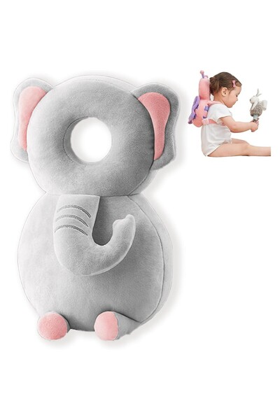 Flippy Perna tip Rucsac pentru Protectia Capului, Flippy, Tetiera tip Elefant de Plus, pentru Bebelusi, 33x