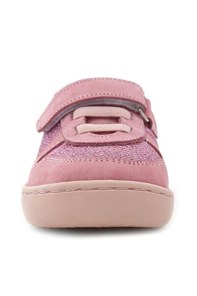 Rakerplus Bob Hakiki Deri Pembe Simli Barefoot Cırtlı Lastikli Bebek Sneaker Ayakkabı