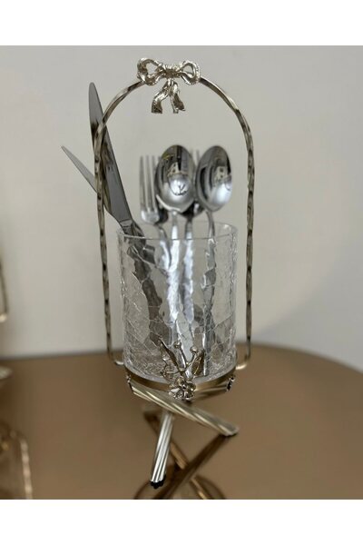 AZADE BAKIR GÜMÜŞ PİRİNÇ JAPONGÜL ÇATLAK CAM KAŞIKLIK