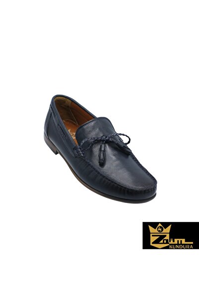 Zaim Kundura Men's Navy Blue Genuine Leather Shoes 342891016-1