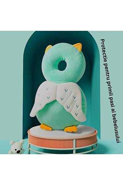 Flippy Head Protection Backpack Pillow, Flippy, Owl Headrest for Babies, 33x6x19 cm, 180 g, Green
