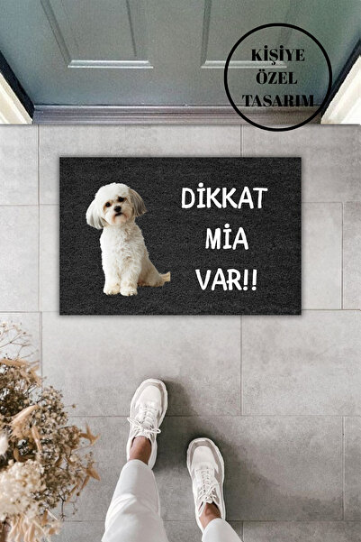 Dormot Dekoratif Dijital Paspas Füme Dikkat mia var Önü Paspası 70x45cm
