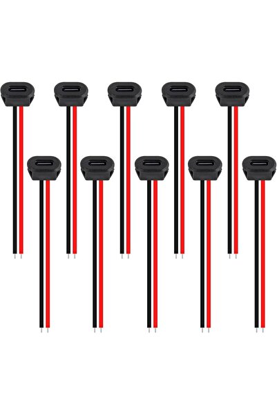 Choice1 10pcs Black 5/10pcs Type-C Female Chassis Connector USB C Female Chassis Direct Crimp Jack Female Ch