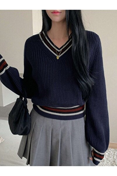 Dier Moda Dámský pruhovaný oversize svetr, dámský svetr