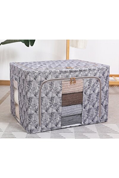Flippy Storage Box, Flippy, 66L, Textile, 50 x 40 x 33 cm, for Clothes and Underwear, Bamboo Pattern, Black