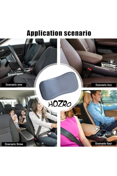 HOZRO Universal Cover for Car Armrest, Textured Carbon Leather, Waterproof, Non-Slip, Gray