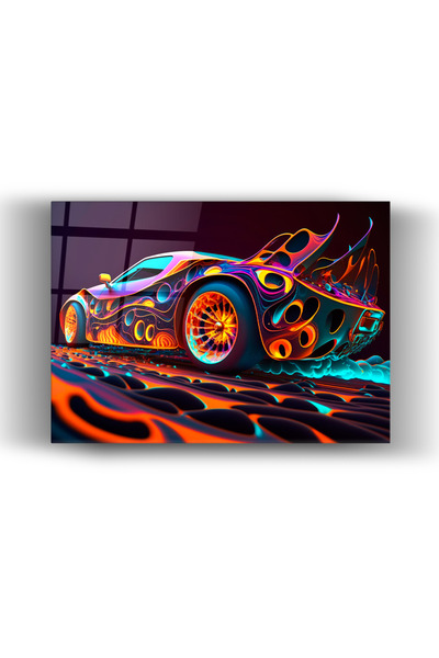 Nooraa Tablou auto sportiv neon colorat - Decor pentru casă și birou - Cameră...