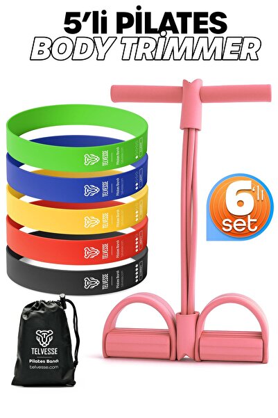 Telvesse 6LI SET Body Trimmer + Pilates Lastiği Seti Mekik Kürek Çekme Spor K...