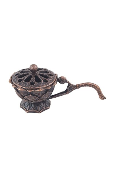 Flippy Incense Holder, Zinc Alloy, Lotus Pattern, Fireproof, 9.7 x 4.8 x 4.7 cm, Copper