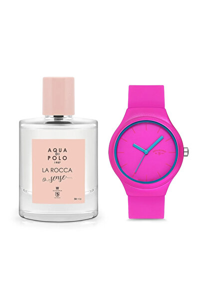 Aqua Di Polo 1987 La Rocca Sense 50 ml EDP Kadın Parfüm & Pembe Silikon Kol Saati | Çiçeksi Oryantal Vanilya