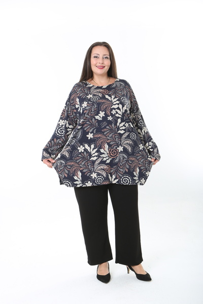 XL Modam Women's Lycra Wool Viscose Patterned Plus Size Tunic