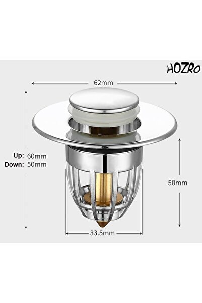 HOZRO Ventil Universal HOZRO, pentru Chiuveta – Dop de Scurgere cu Sistem de Blocare cu Arc, Tip Push Po