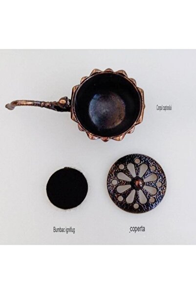 Flippy Incense Holder, Zinc Alloy, Lotus Pattern, Fireproof, 9.7 x 4.8 x 4.7 cm, Copper