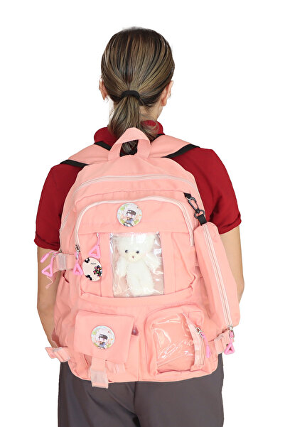 Ak Tepe Store Kore Tarzı Aksesuarlı Peluş Ayıcık ve Kalemlikli 5 Bölmeli Su G...