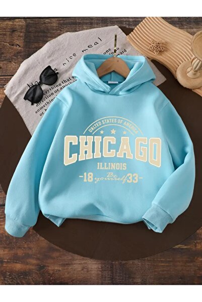 oneagılyazı Зимна суитшърт с качулка, детска с принт