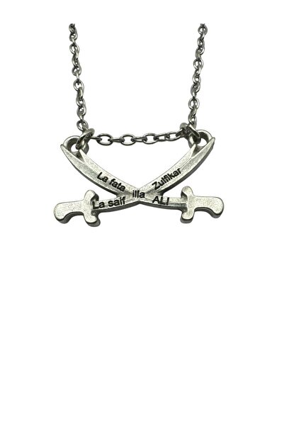 Herşey Nota قلادة للجنسين بتصميم زوجين من السيف زولفيقار - مع سلسلة بطول 60 س...