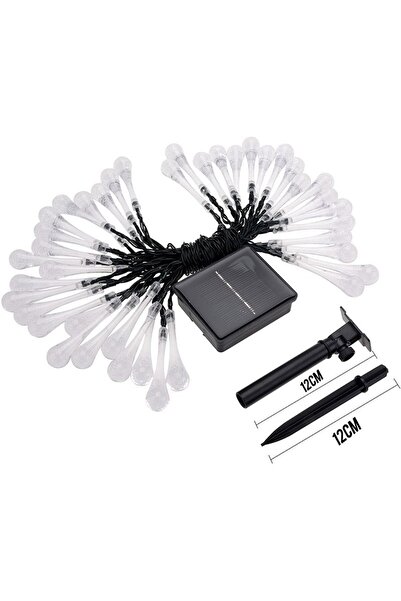 Flippy Christmas Solar Drop String Lights, 50 LEDs, 9.5 m, Cool White, Light Sensor,