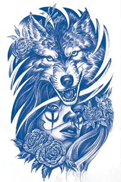 HEDİYEVİM 1 AY KALICI Kurt Figürlü 12 Saat Sonra Kararan Geçici Dövme Tattoo