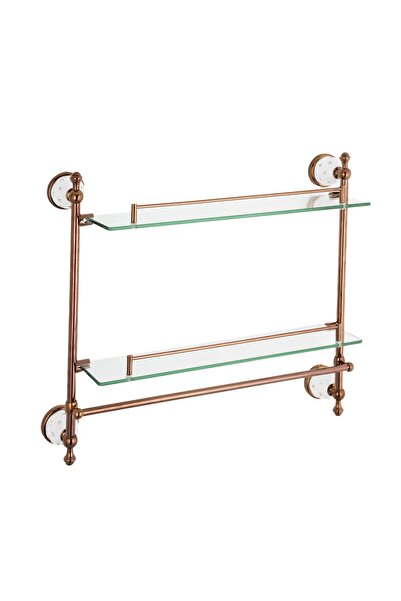 Trendy's Etajera baie dubla, rose-gold, montare pe perete