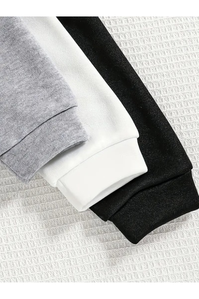 MORNİNG KİDS Fiú-lány gyerek 3 csomagos kapucnis panda mintás pulóver (FEKETE SZÜRKEFEHÉR)