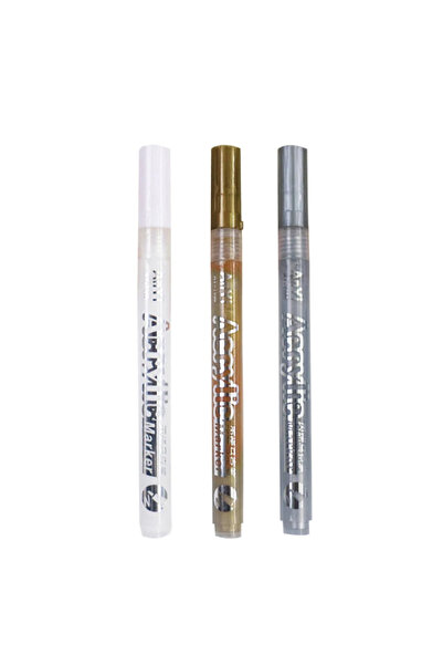 Choice 1 أبيض 1 ذهبي 1 فضي 3 قطع/مجموعة أقلام تلوين أكريليك أسود/أبيض/ذهبي/فض...