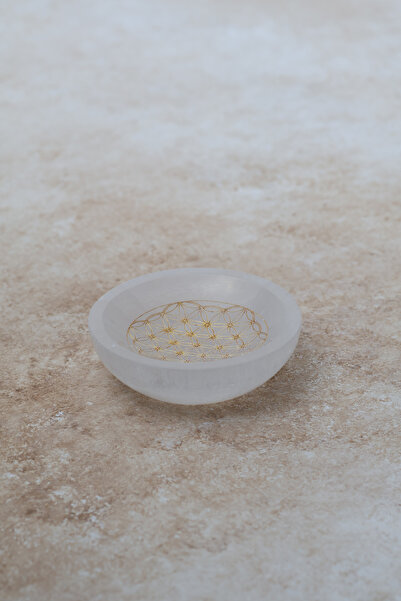 Safnaturel Selenit Doğal Taş Desenli Tabak