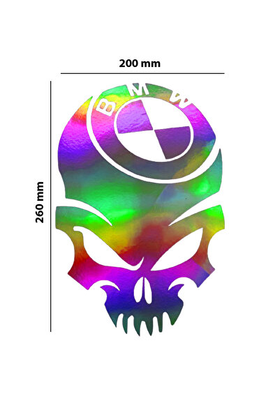 meristeed ملصق هولوجرام متغير اللون على شكل جمجمة BMW - للسيارات، الخوذات، ال...