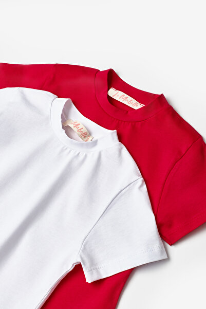 Le Mabelle Red and White Combed Cotton 2-Piece T-Shirt Pack