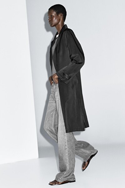 Massimo Dutti İçten yelekli uzun su itici trençkot