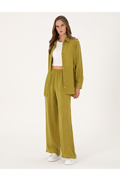 Pierre Cardin Green Loose Fit Canvas Pants 50313692-Vr257