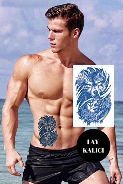 HEDİYEVİM 1 AY KALICI Kurt Figürlü 12 Saat Sonra Kararan Geçici Dövme Tattoo