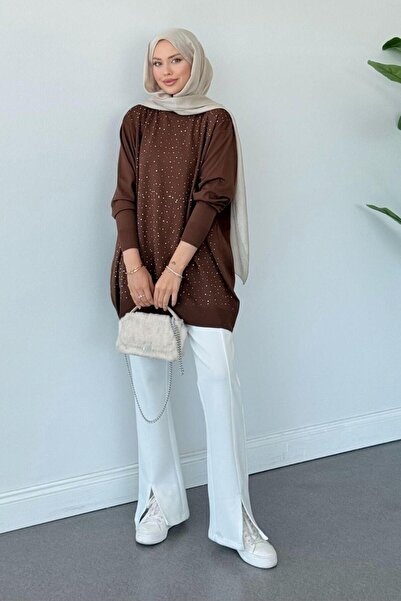Şulemoda Giyim Мерсеризирана туника Stone в кафяво
