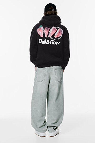 Pull & Bear STWD Çilek Desenli Kapüşonlu Sweatshirt